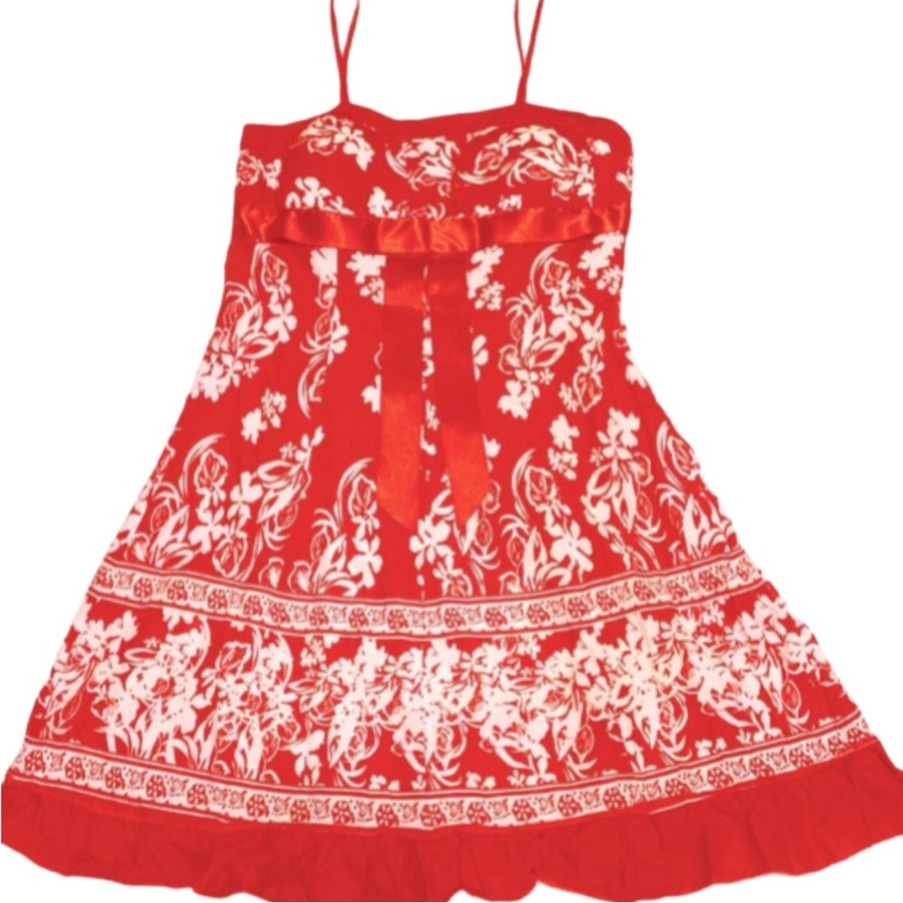 Red And White Floral Summer Dress